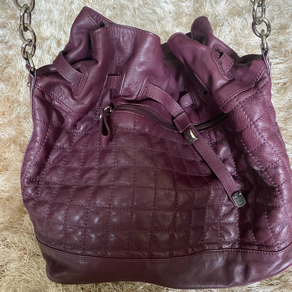 BCBG Max Azria Plum Leather Large Hobo - Picture 4 of 7